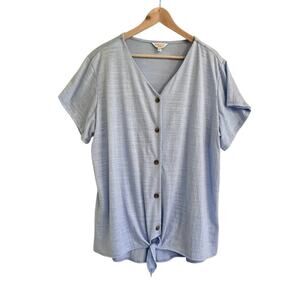 Weatherproof Vintage Women's Tie Front Top 2XL  Light Blue
